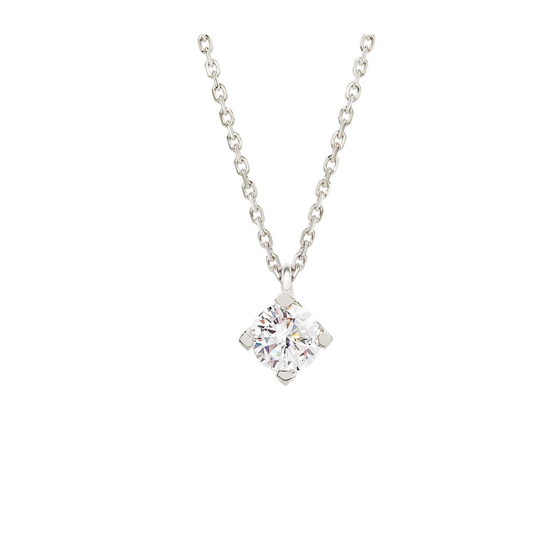 Pendentif diamant solitaire Griffes Carrées | Diamant & or 18k