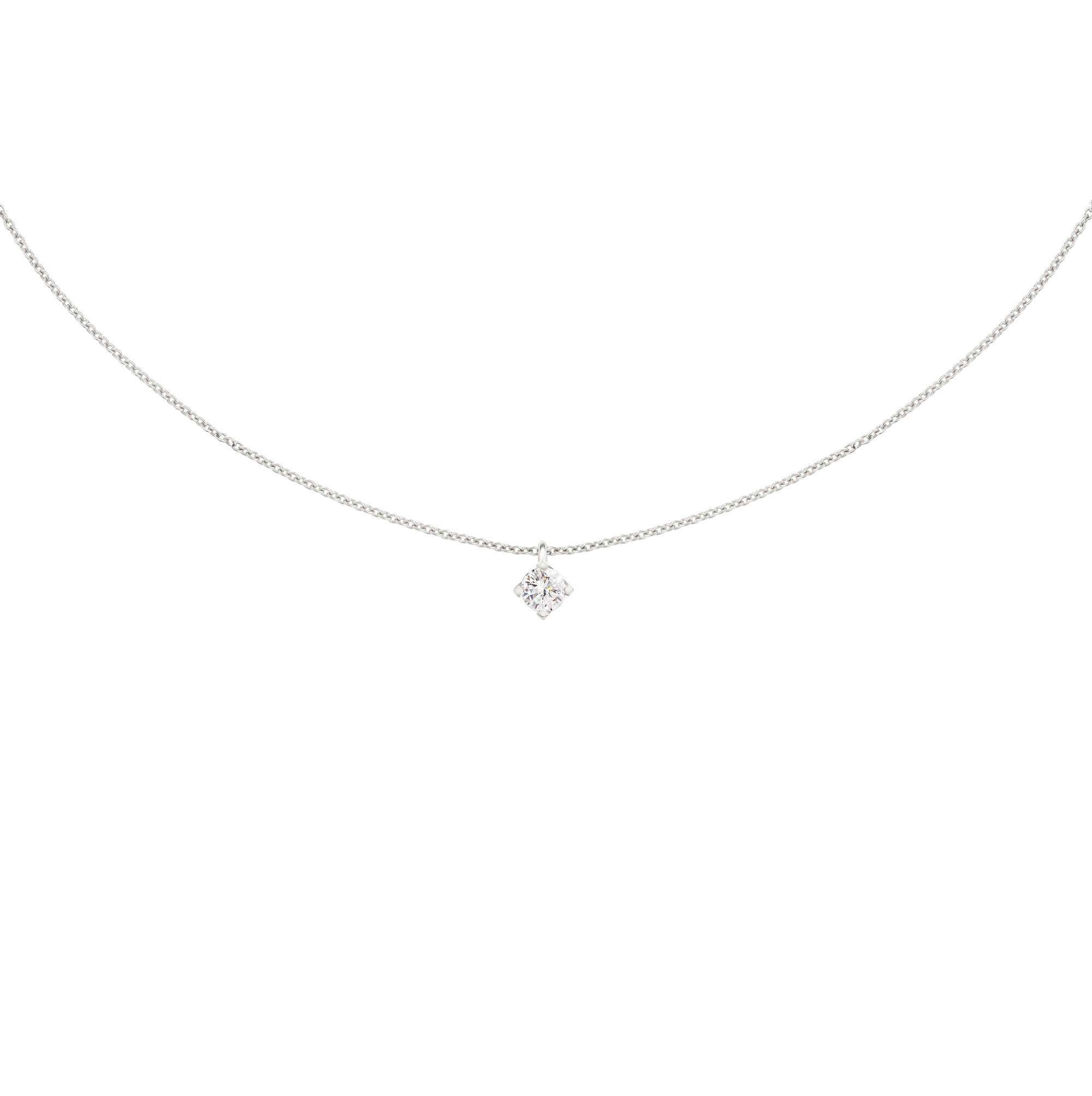 Pendentif diamant solitaire Griffes Carrées 0,10ct | Or 18k