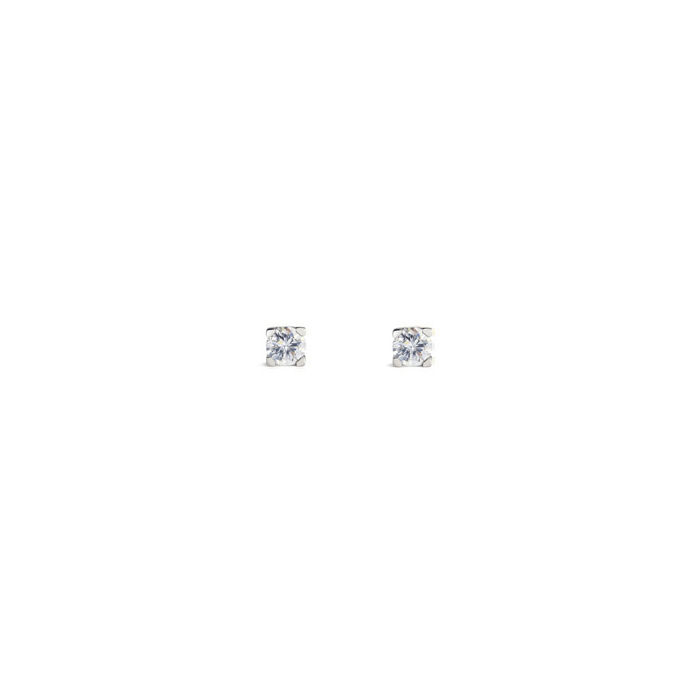 Boucles d'Oreilles diamants Illusion Griffes Carrées 0,05 carat | or 18k