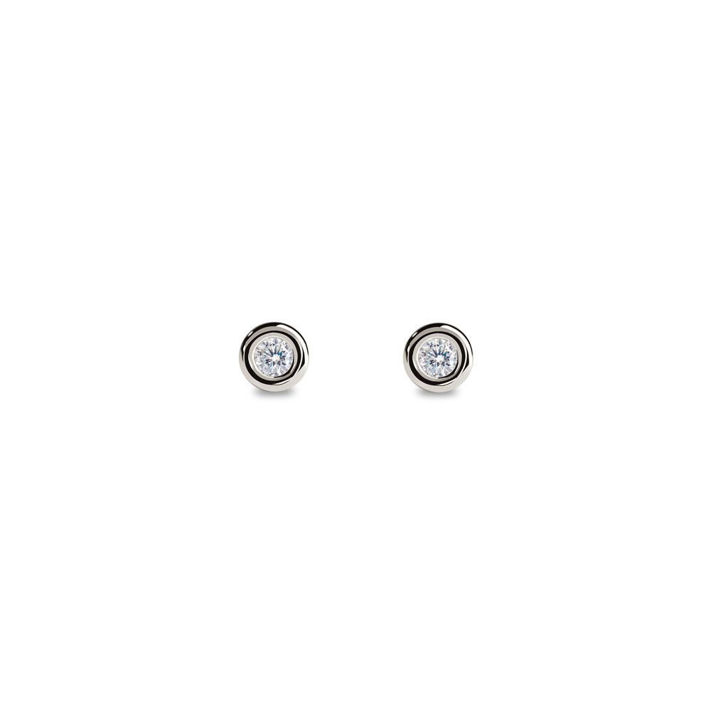Boucles d'oreilles diamants sertis clos fil rond 0,05 carat | Or 18k