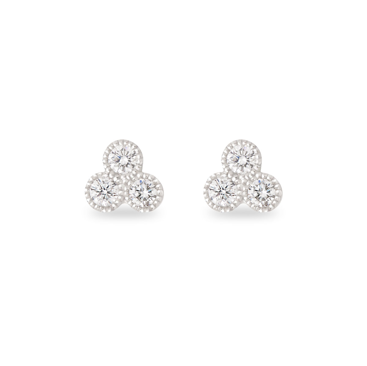 Boucles d'oreilles diamants Trio perlées | Or 18k