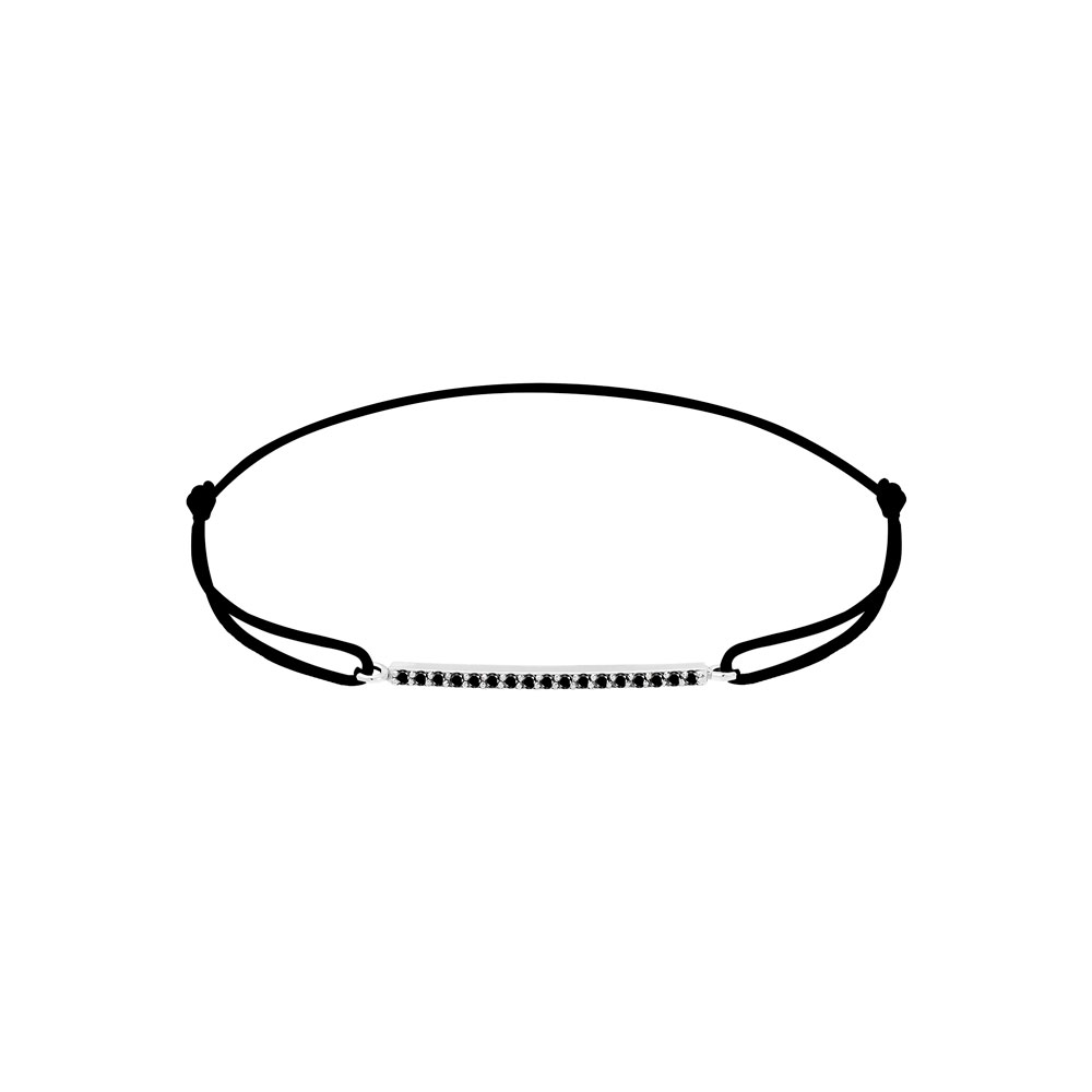 Bracelet  Barrette diamants noirs sur cordon 0,15 carat | Or 18k