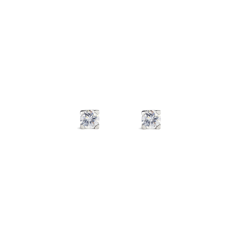 Boucles d'Oreilles diamants Illusion Griffes Carrées 0, 20 carat | or 18k