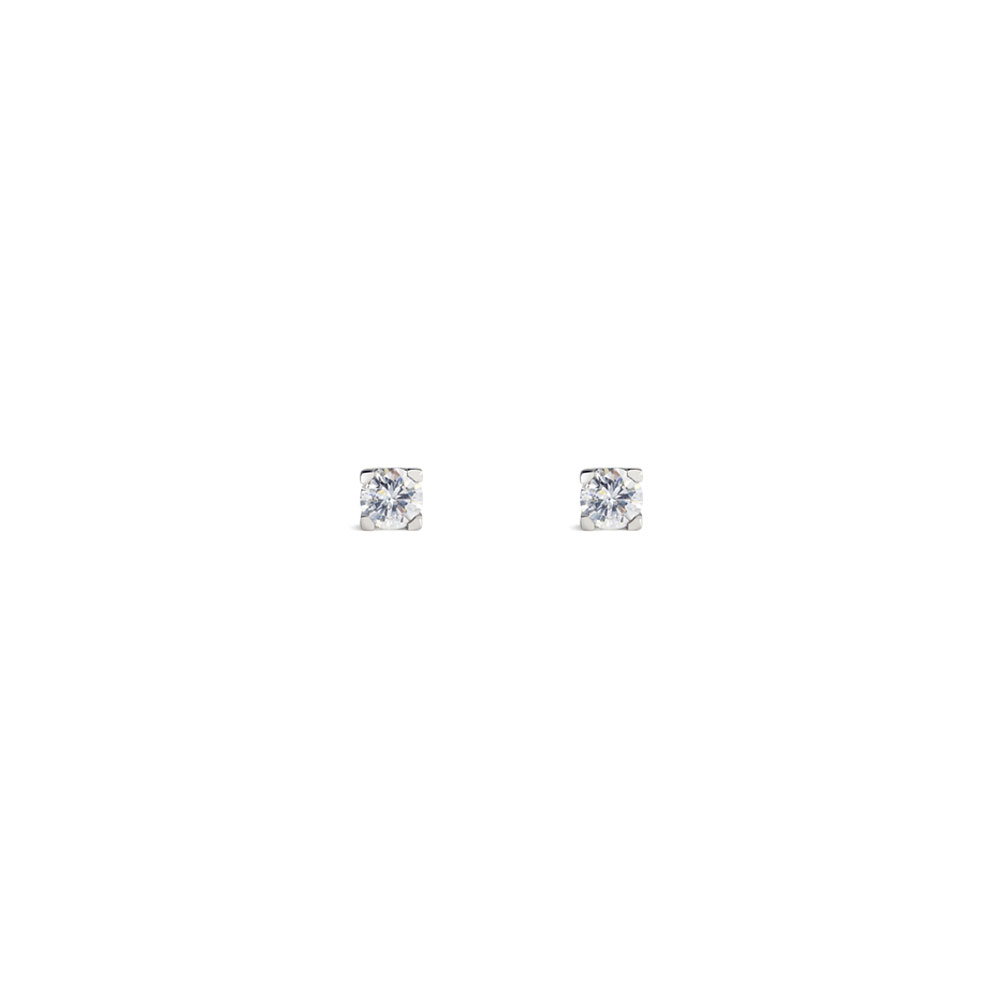 Boucles d'Oreilles diamants Illusion Griffes Carrées 0,10 carat | or 18k