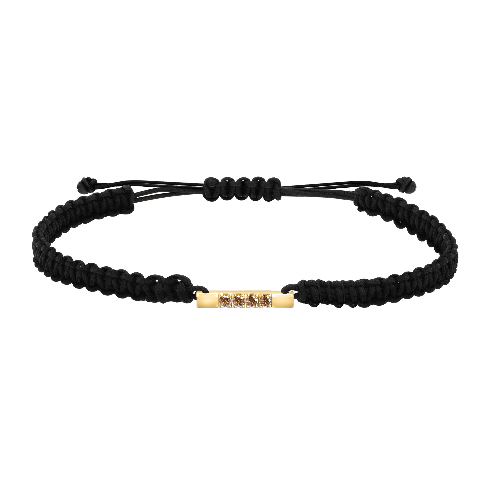 Bracelet  homme diamants cognacs sur cordon Happy PM (macramé)