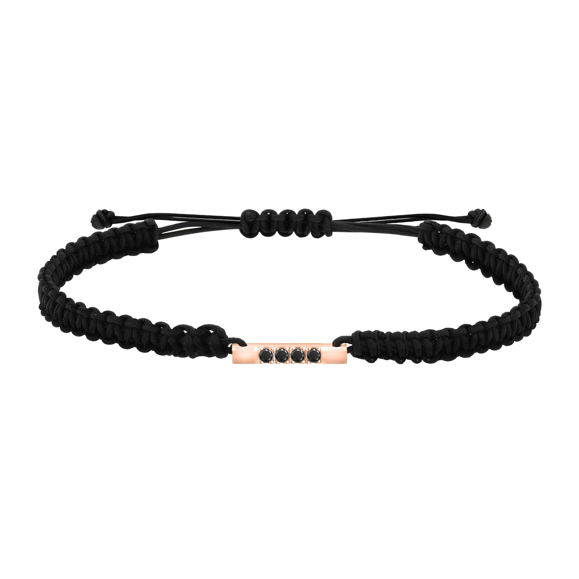 Bracelet homme diamants noirs sur cordon Happy PM (macramé)