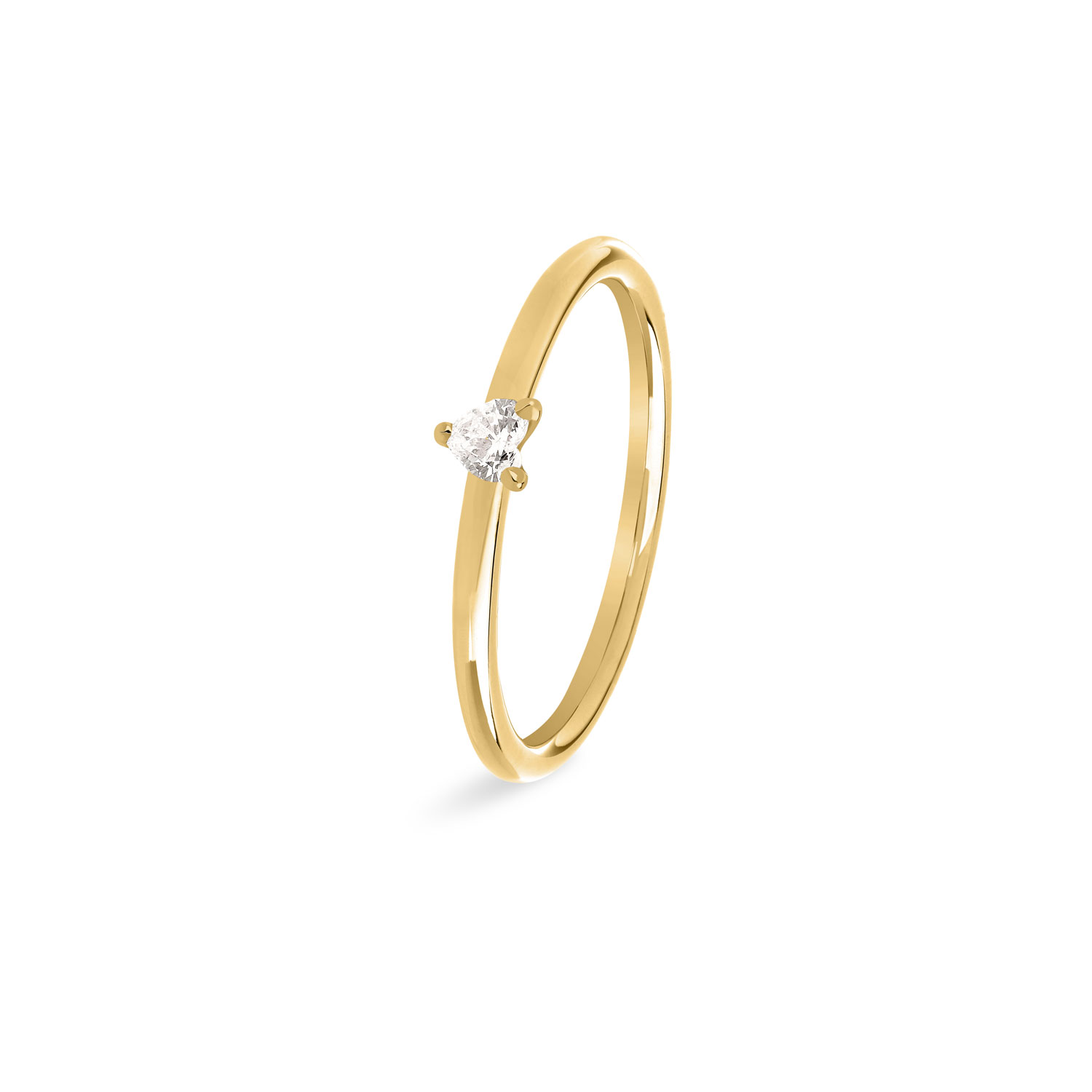 Bague diamant mini solitaire Coeur 0,10ct | Diamant & or 18k