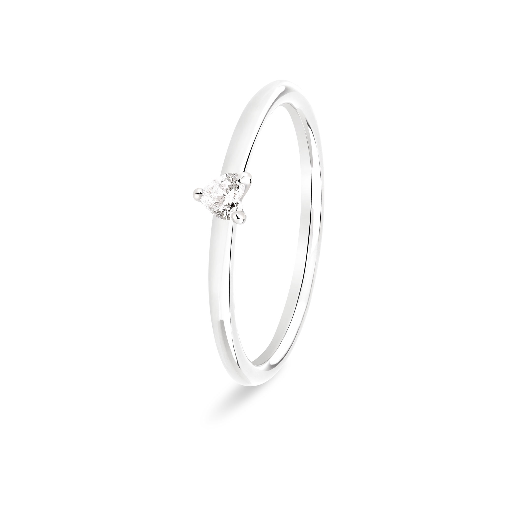 Bague de fiançailles diamant mini solitaire Coeur 0,10ct | Diamant & or 18k