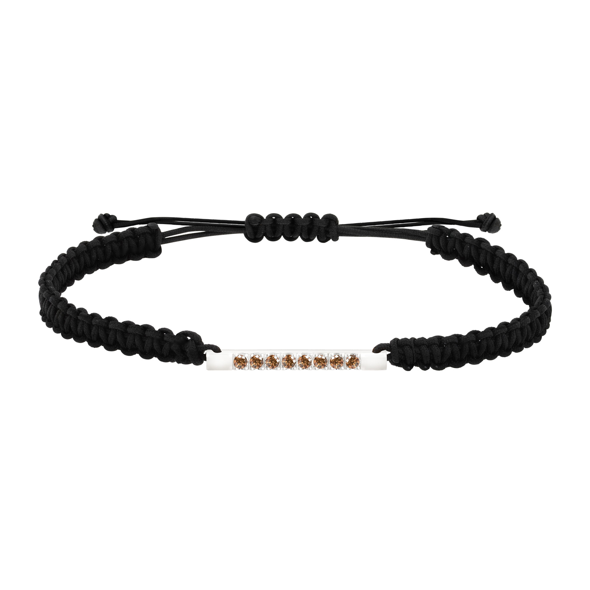 Bracelet homme diamants cognacs sur cordon Happy GM (macramé)