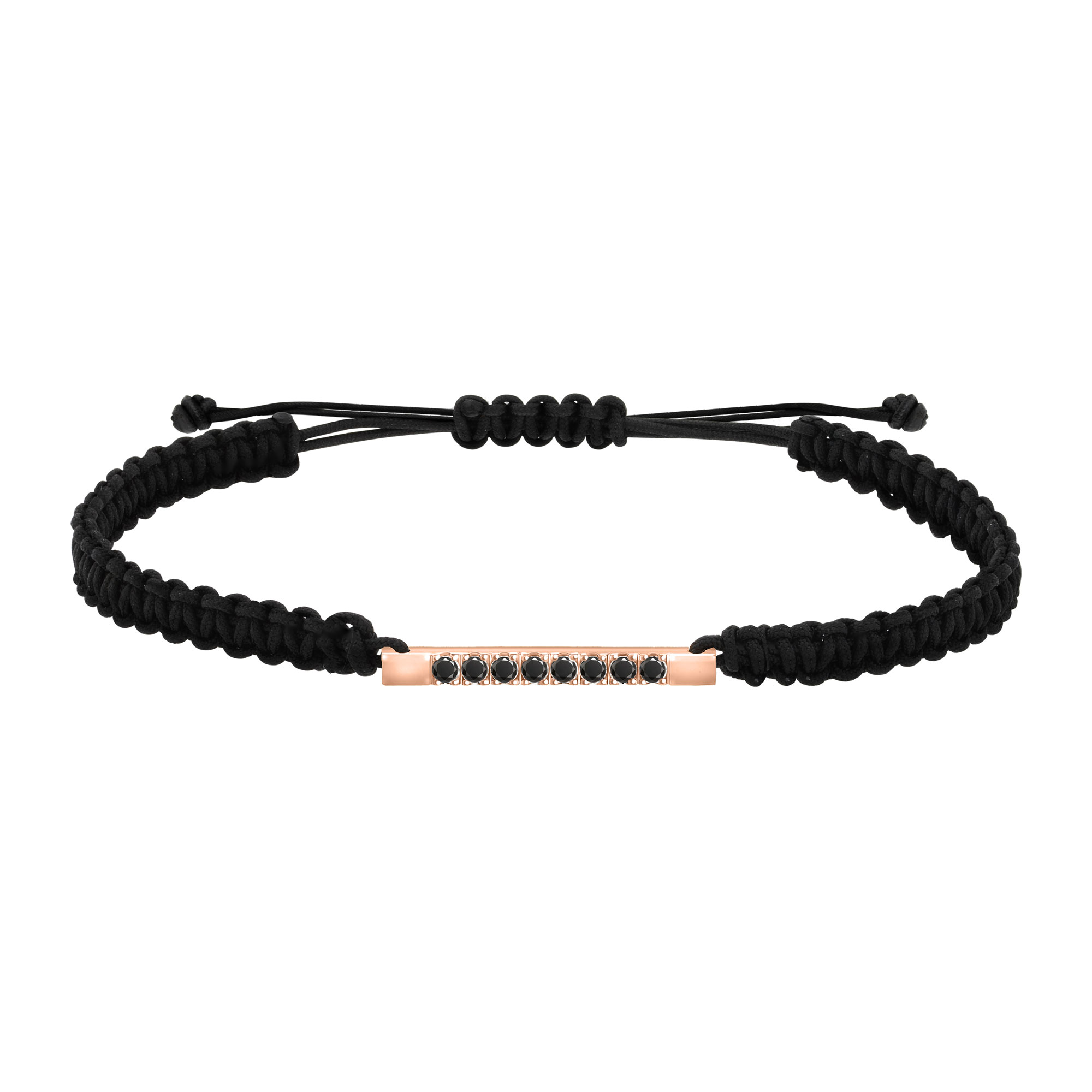 Bracelet homme diamants noirs sur cordon Happy GM (macramé)