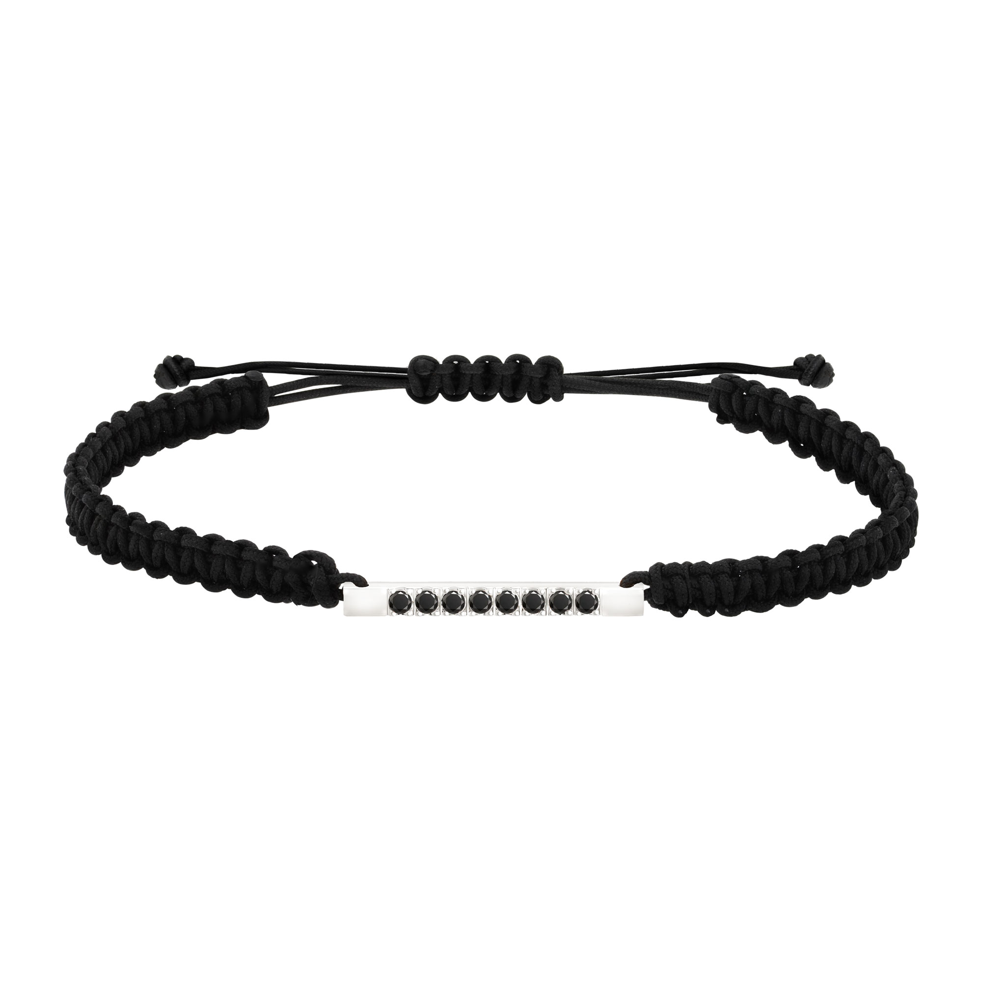 Bracelet homme diamants noirs sur cordon Happy GM (macramé)