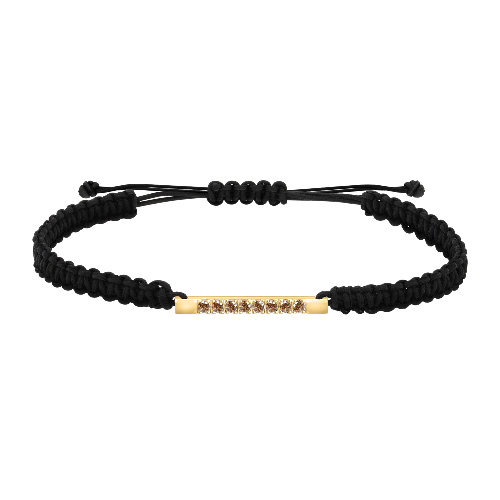 Bracelet homme diamants cognacs sur cordon Happy GM (macramé)