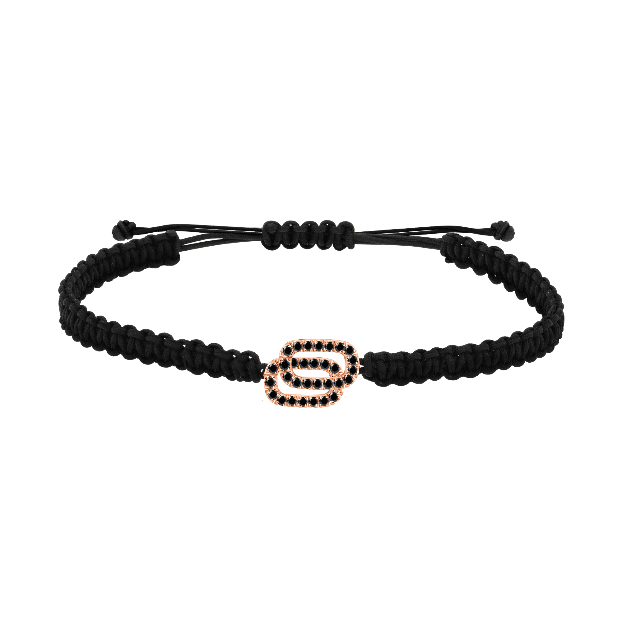 Bracelet homme diamants noirs sur cordon In love (macramé)