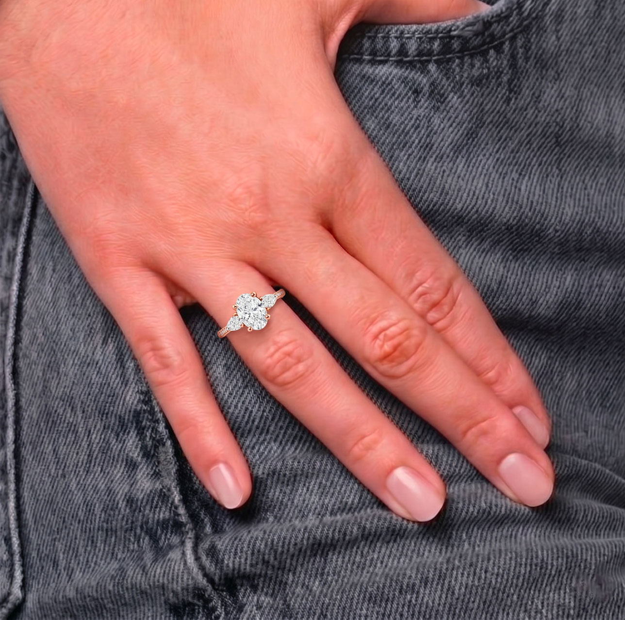 bague de fiançailles diamants naturels et or rose