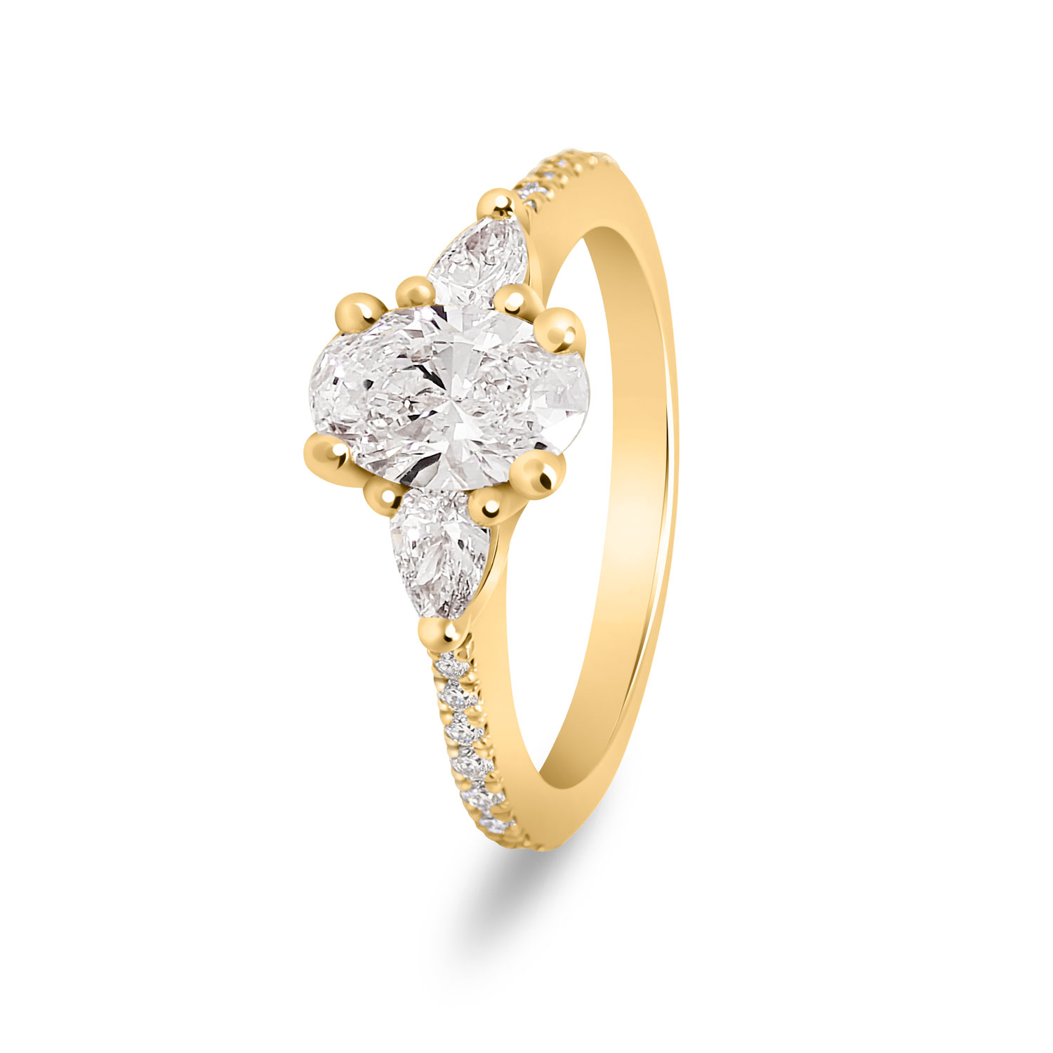 Bague de fiançailles diamants ovale & poires