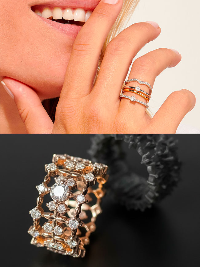 Alliances et bagues de fiancailles en diamants, bague sur mesure