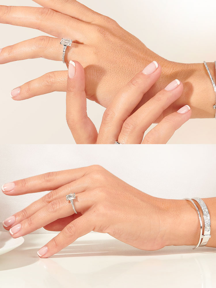 bague de fiançailles en diamant taille émraude