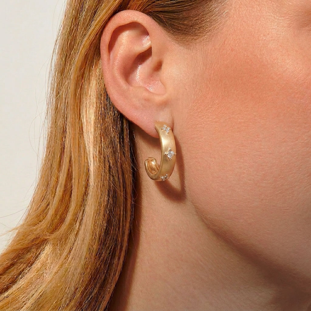boucles d'oreilles diamants femme gaïa portées